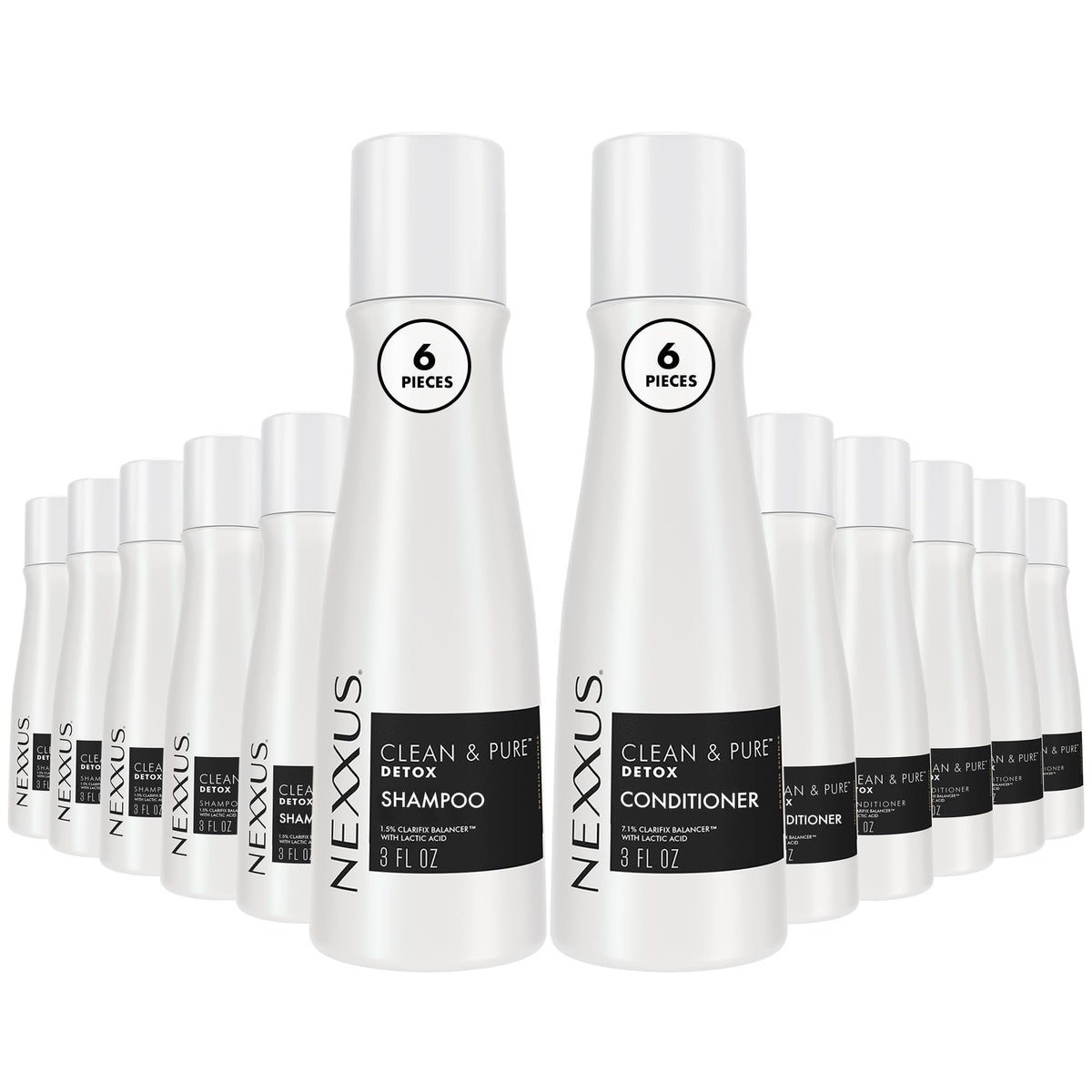 White Smoke Nexxus Travel Shampoo and Conditioner Sets, Clean & Pure 12-Pack, 3 Oz Ea