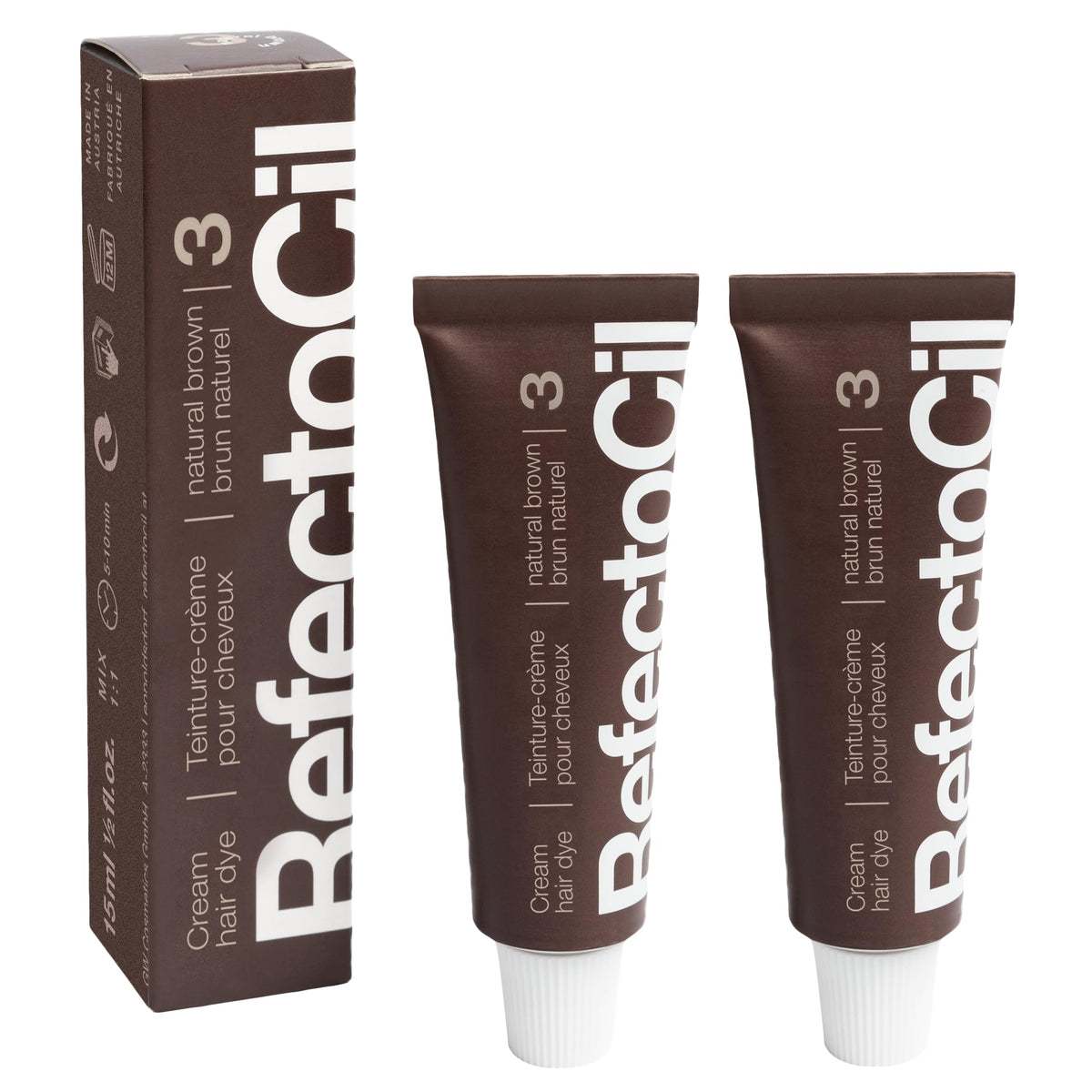 White Smoke RefectoCil Cream Hair Dye 2-Pack – Long-Lasting Color – Natural Brown (#3)