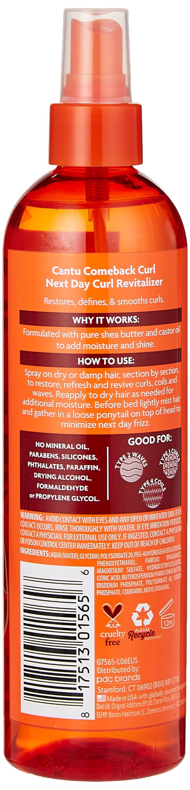 White Smoke Cantu Natural Hair Comeback Curl Revitalizer 12 Ounce Pump (354ml) (3 Pack)