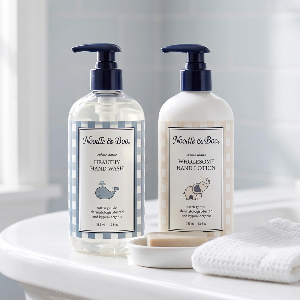 Gray Noodle & Boo Hand Care Essentials, Hand Wash + Lotion, 2-Piece Set, 12 Oz