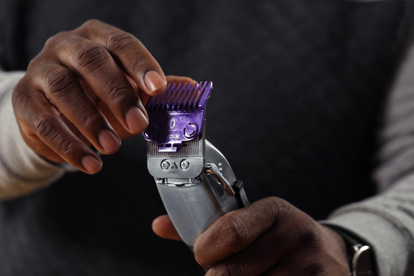 Black Andis 561002 OG Master Dual Magnet Attachment Clipper Guard Set, 2-Pack, Purple