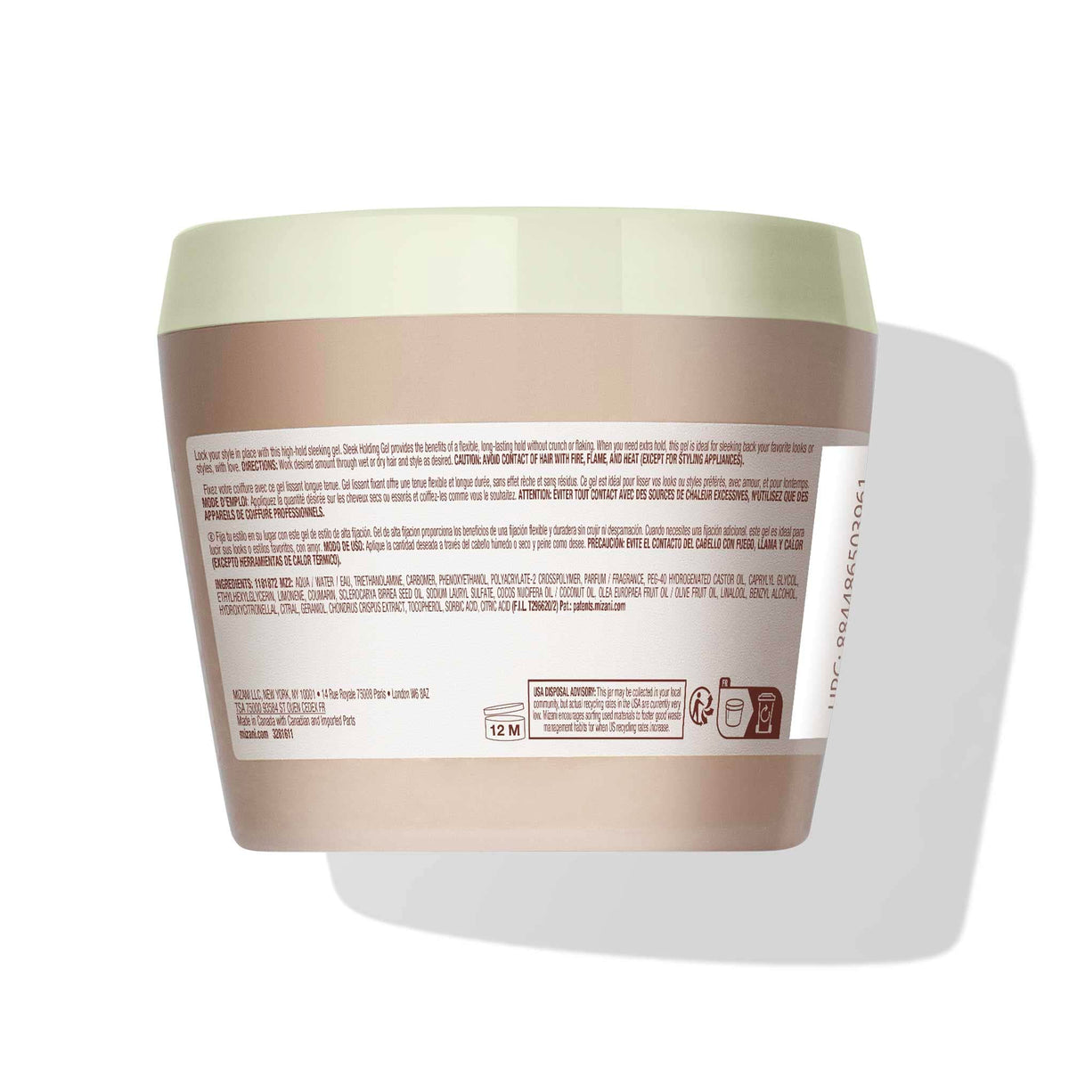 Light Gray Mizani True Textures Sleek Holding Gel - Firm Hold Hair Gel, Flexible, Flake-Free, For All Hair Types