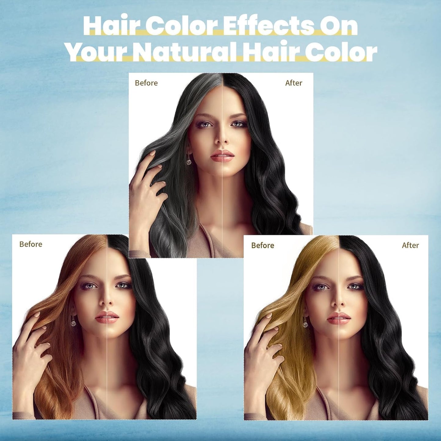 White Smoke IIIMEIDU Black Hair Dye Shampoo 3 in 1 for Gray Hair, Herbal Ingredients Shampoo Black Hair Dye for Women Men, Grey Coverage Shampoo 500ml