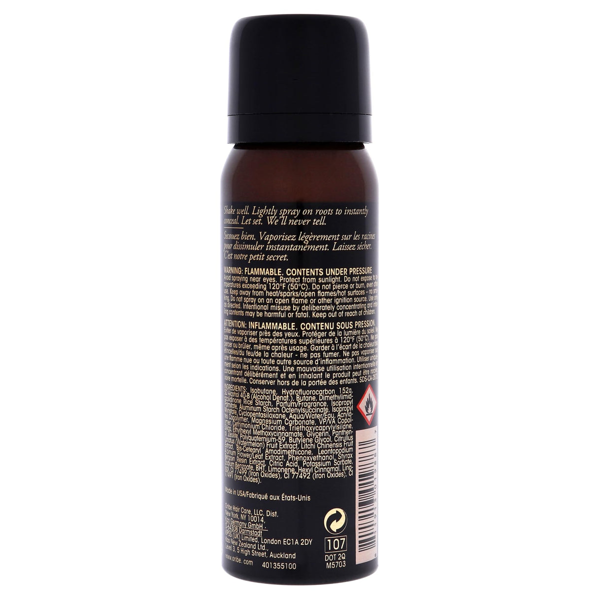 Black Oribe Root Touch-Up Spray - Dark Brown - Covers Greys & Roots - 1.8oz