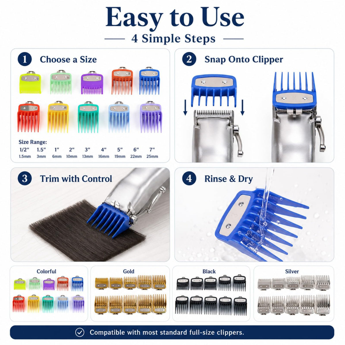 White Smoke 10PCS Clipper Guards Set for StyleCraft Protégé 2020-2026+