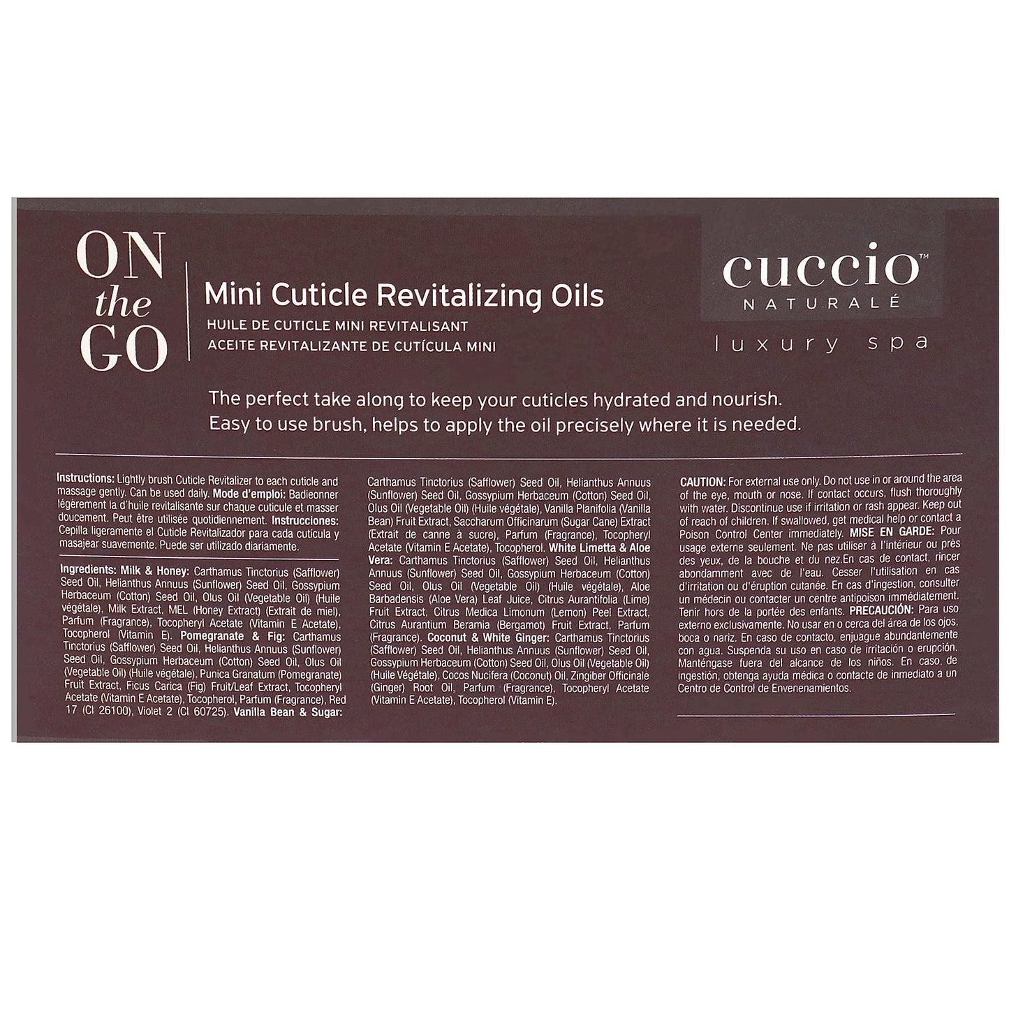 Dim Gray Cuccio Naturale Mini Cuticle Revitalizing Oils – Winter Hydration Repair for Dry Cuticles & Nails, Paraben-Free Spa Fragrances, Women’s Gift Set, 4 Pc