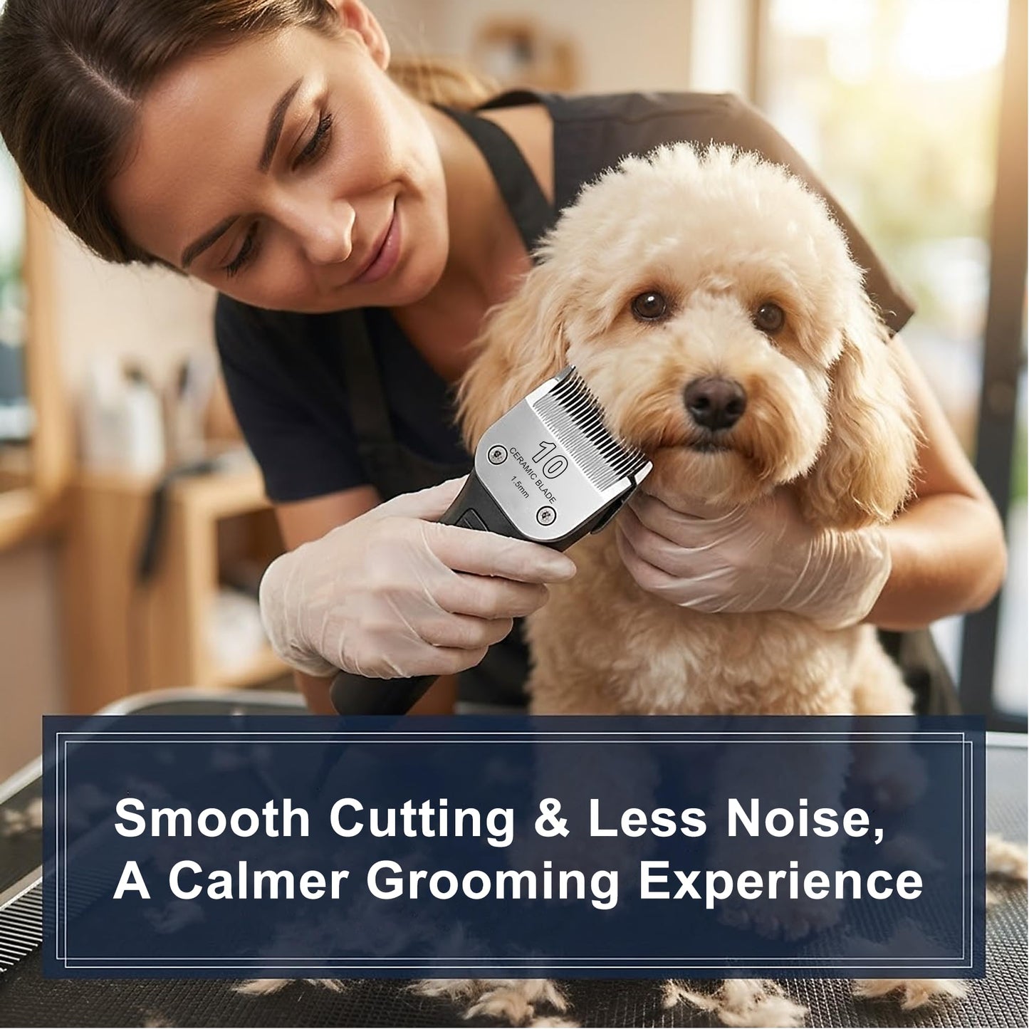 Dark Slate Gray FUHKQE Detachable Pet Clipper Blades Dog Grooming Clipper Replacement Ceramic Blades Set, Compatible with Andis, Wahl, Oster(Size 30#+10#+4FC+5FC+7FC,Cut Length0.5mm-9.5mm)