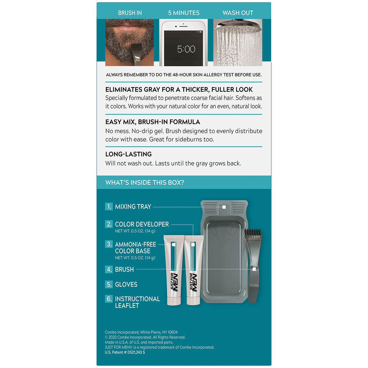 Dark Cyan JUST FOR MEN Color Gel Mustache & Beard M-30 Light-Medium Brown 1 Each (Pack of 4)