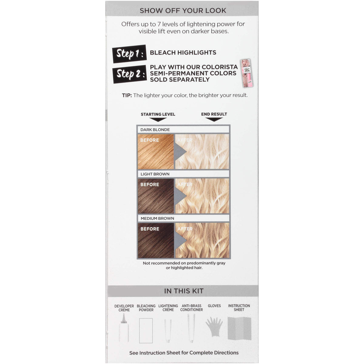 Lavender L'Oreal Paris Colorista Hair Bleach, Hair Dye Kit for All Over Blonde Hair Color, 1 Hair Bleach Kit