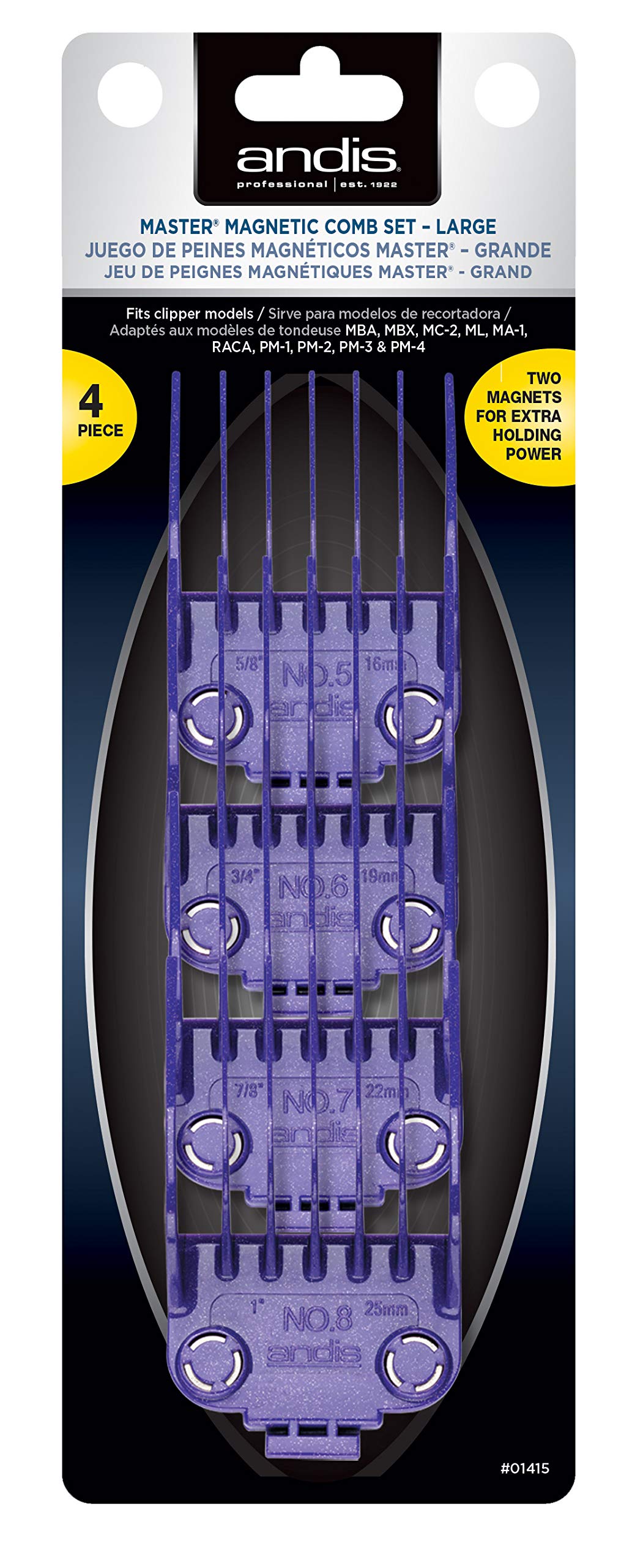 Black Andis Andismagnetic Comb Combo, Small and Large
