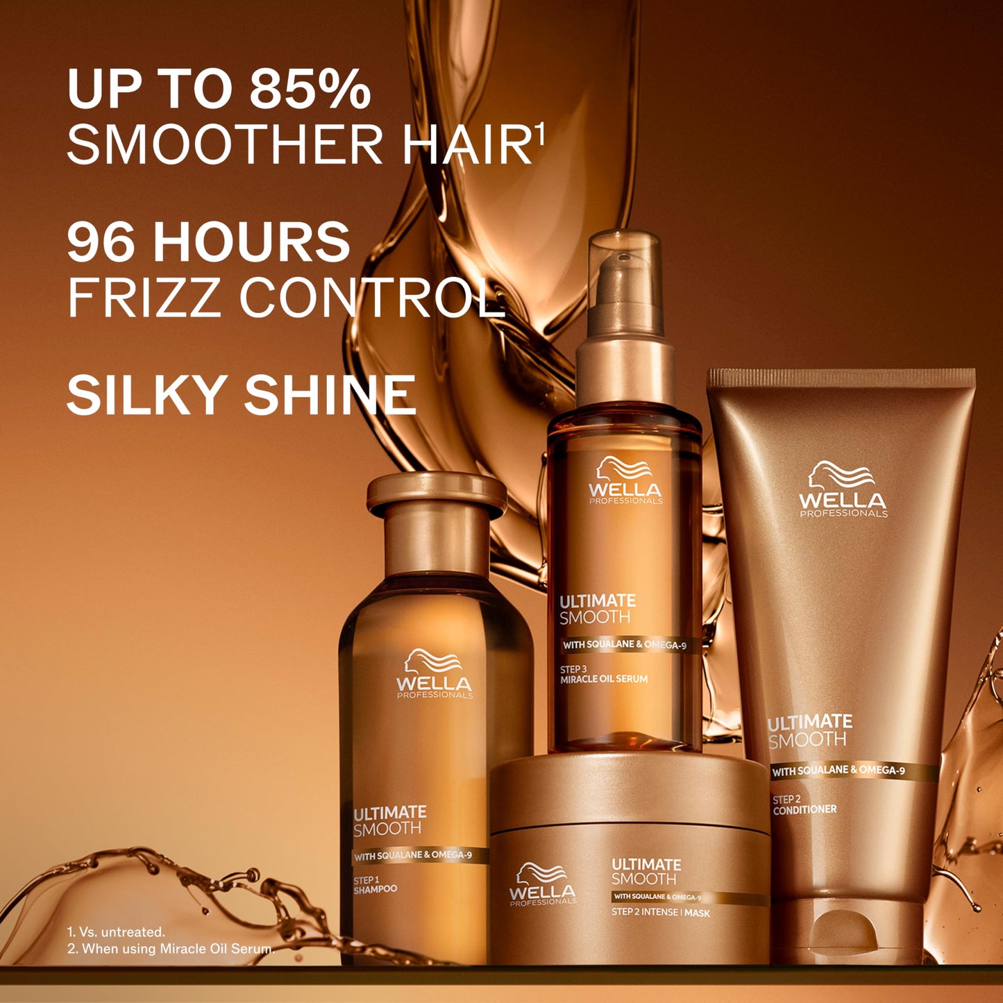 Dark Red Wella Professionals ULTIMATE SMOOTH Miracle Oil Serum for Dry, Dull & Frizzy Hair | With Squalane & Omega 9 | 1 Fl Oz