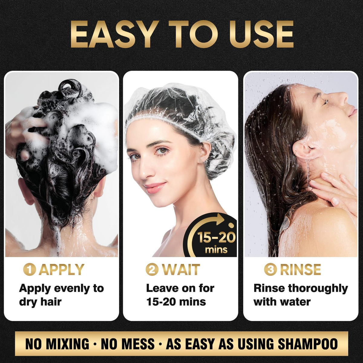 White Smoke Dark Brown Hair Dye Shampoo 3 IN 1 for Gray Coverage with Ginseng