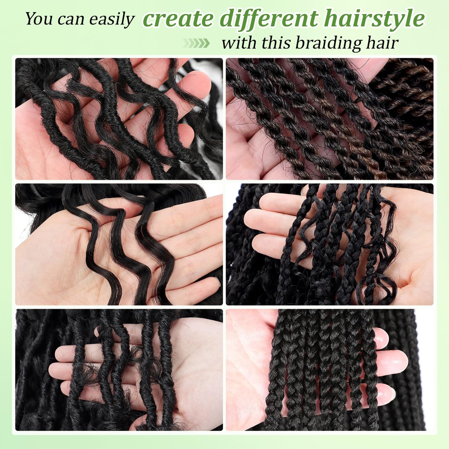 Black Eerya Long Curly Braiding Hair 24 Inch 2 Packs Deep Ocean Wave Crochet Hair for Black Women Deep Wave Braiding Hair for Boho Braids(24 inch, #4)