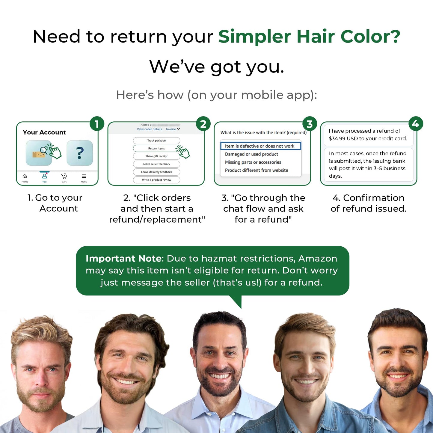 White Smoke Simpler Men's Hair Color Kit - Full Gray Coverage - Natural Black & Beard Dye - Easy Application for 100% Gray Hair - Natural Black