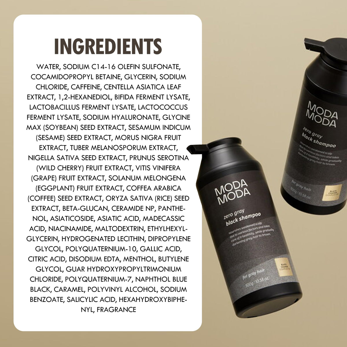 White Smoke MODA MODA Zero Gray Black Hair Shampoo (10.58 Oz) | Natural Darkening Color for Hair & Scalp | Age-Defying, Volumizing Formula that Reduces Hair Breakage