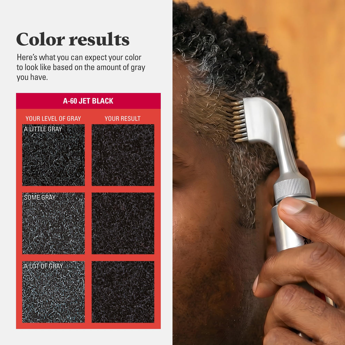 White Smoke JUST FOR MEN Easy Comb-In Color, No-Mix, Jet Black A-60 (3 Pack)
