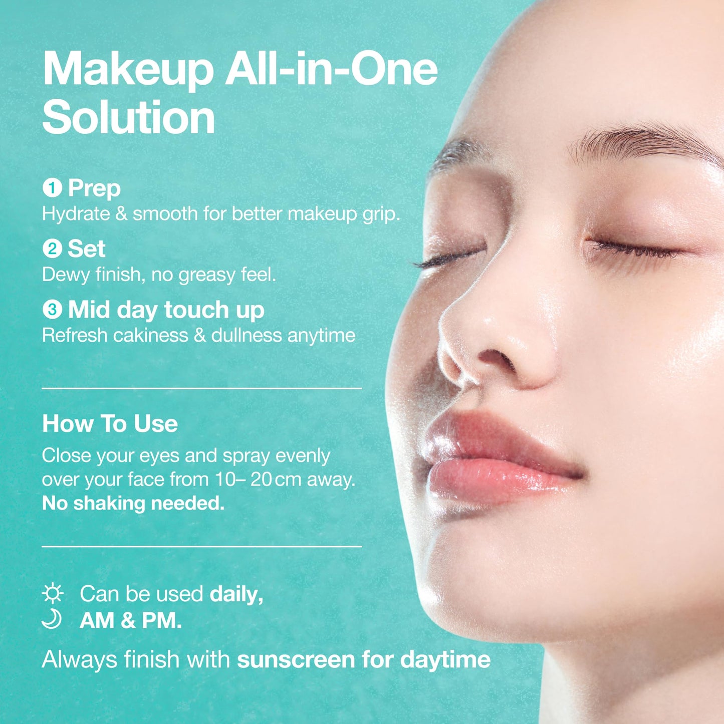 Medium Aquamarine ANUA PDRN Collagen Glow Facial Serum Spray, Hydrating Face Mist, Hyaluronic Acid, dewy glass finish, All Skin Types, Instant Plumping Hydration, Firming Care, Korean Skincare, 3.38 fl oz