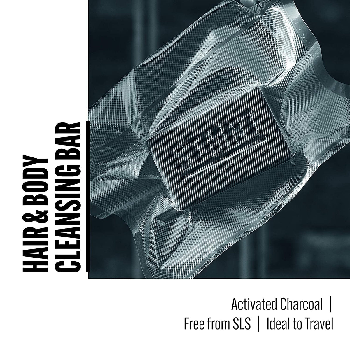 White Smoke STMNT Grooming Goods Hair & Body Cleansing Bar, 4.4 oz | SLS/SLES Sulfates Free | Moisturizing Formula w/Activated Charcoal | Travel Friendly