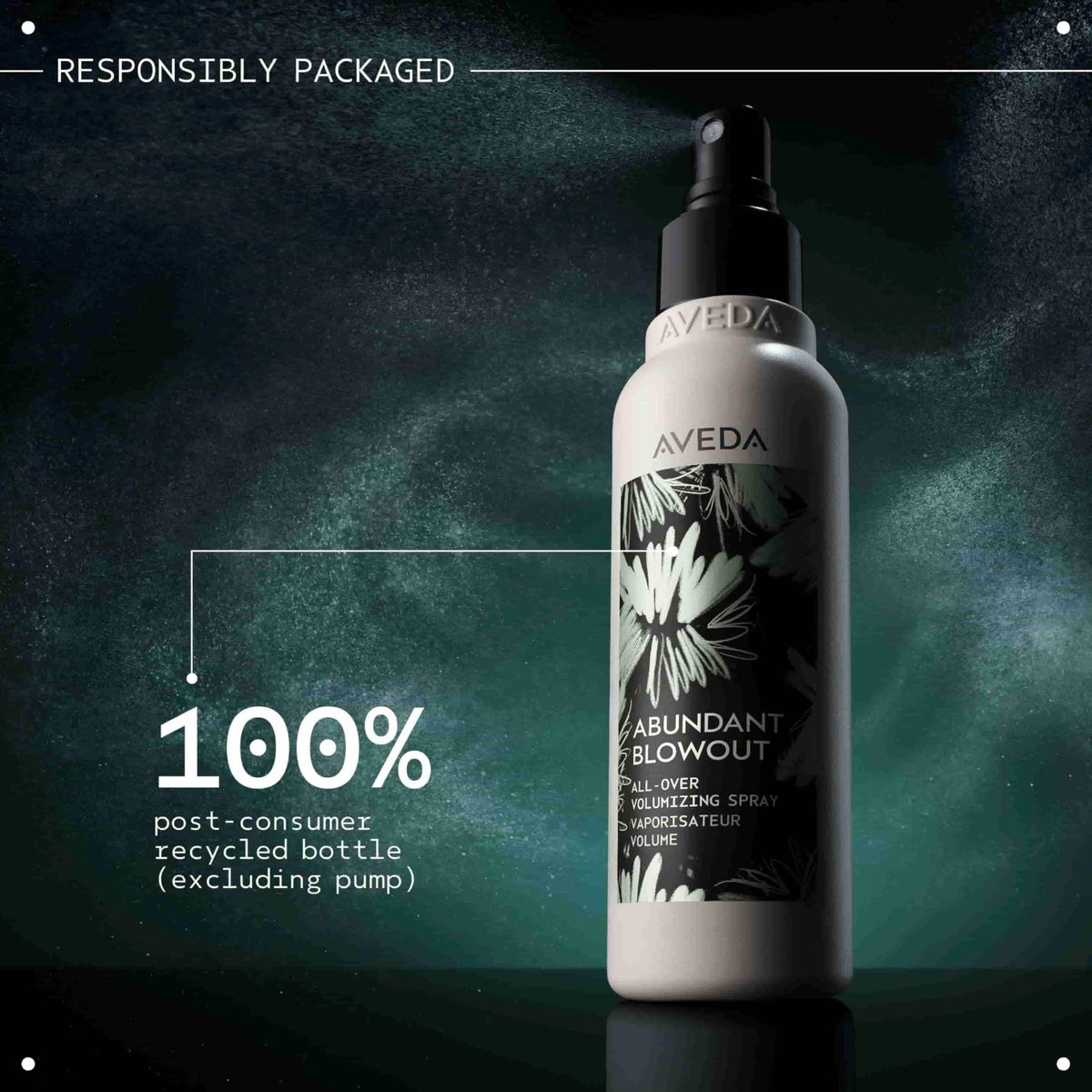 Black AVEDA Abundant Blowout All-Over Volumizing Spray | 24-Hour All-Over Volumizing Spray | Vegan | Travel Size | 1 Fl Oz