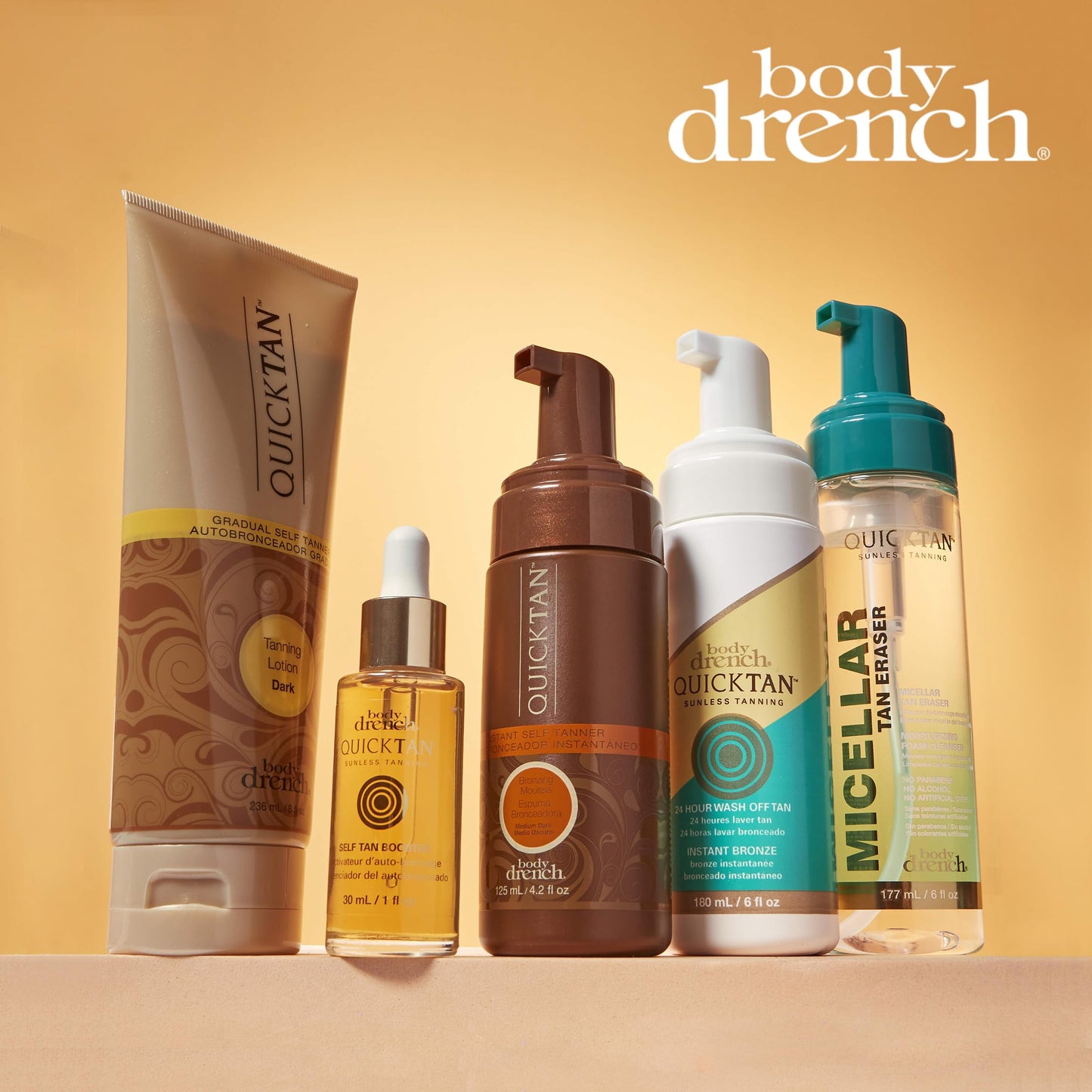 Tan Body Drench QuickTan Instant Self Tanner Bronzing Spray, Salon-Quality Medium/Dark Tan, Streak-Free, Tinted Formula, 6 oz, 1-pack