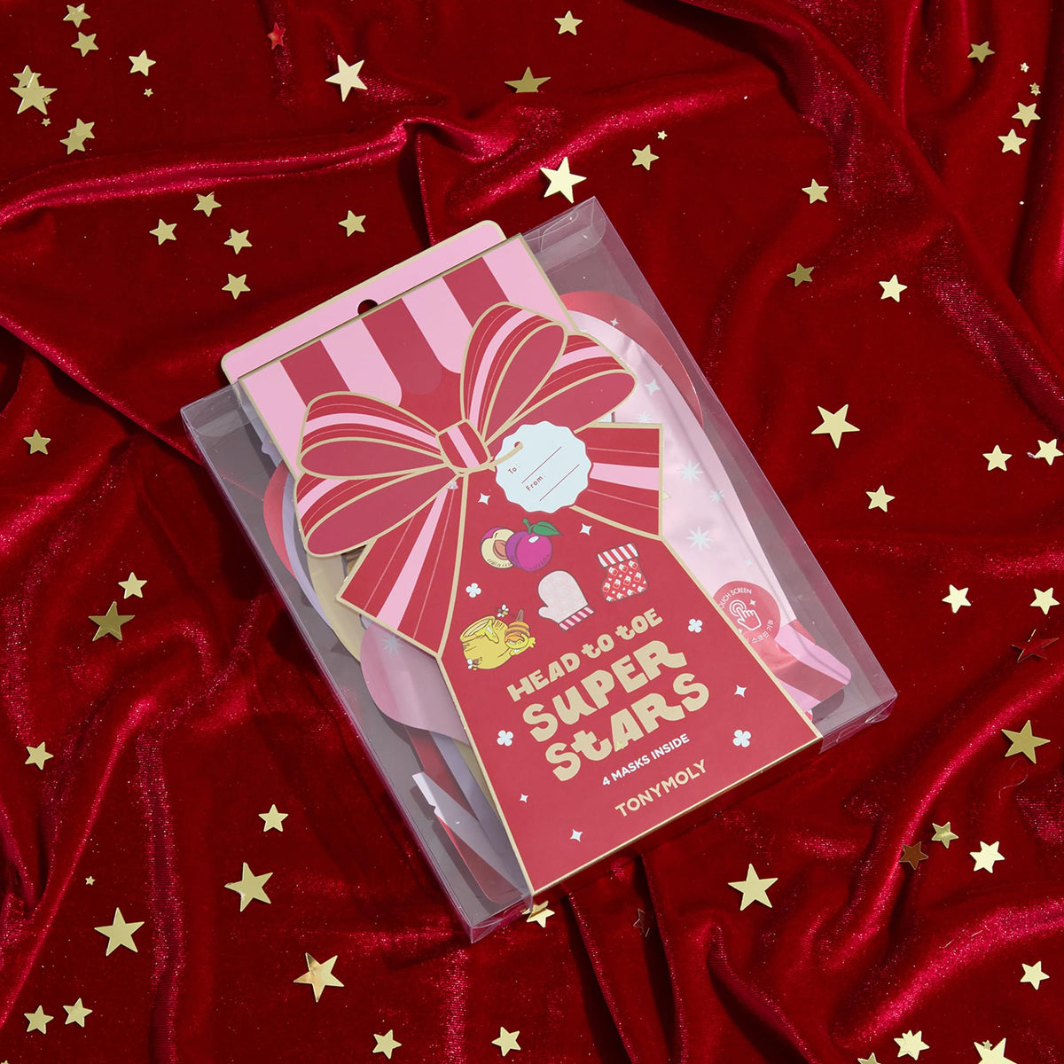 Dark Red TONYMOLY Head to Toe Mask Set - Face, Hand & Foot Skincare Mask Pack, 4pk