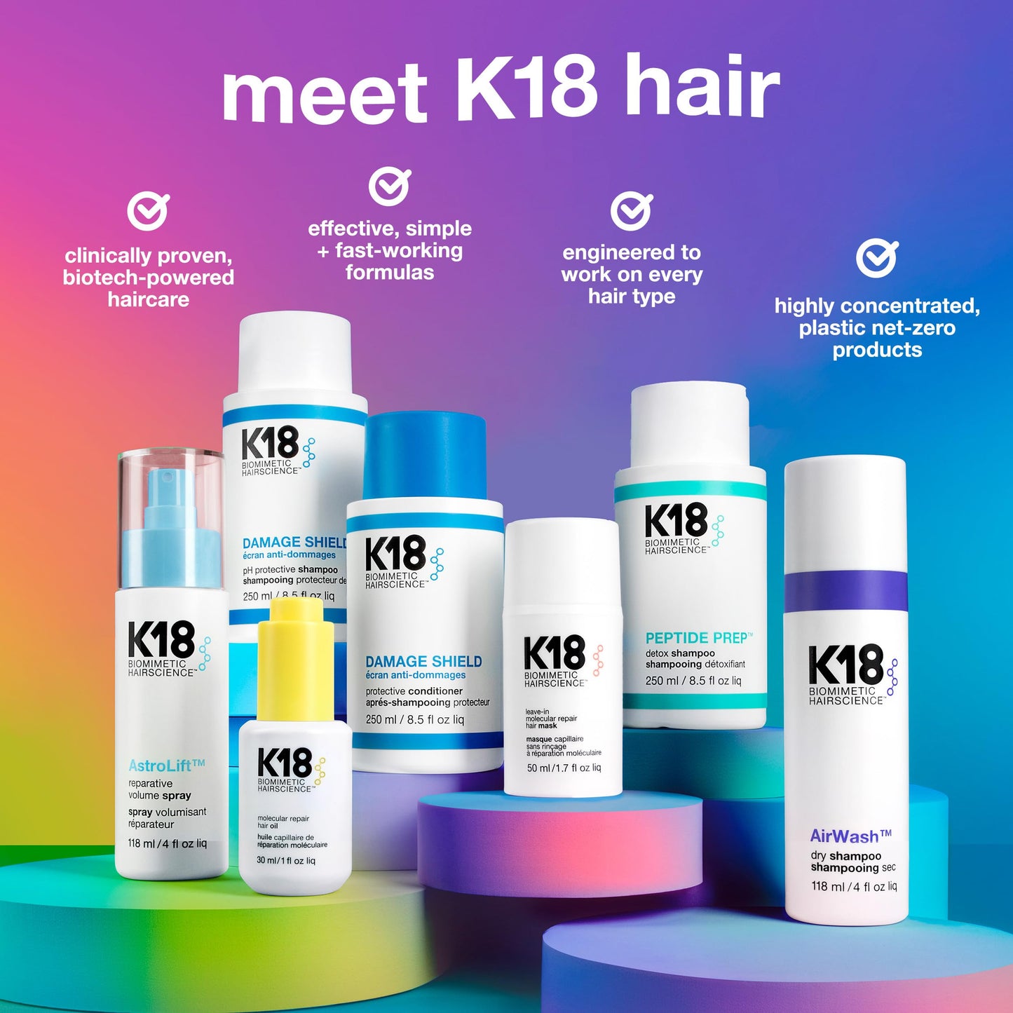 White Smoke K18 AstroLift™ Reparative Volume Spray, 2-Day Hair Thickening + Hold For Thin, Fine, Fragile Hair, Non-Sticky, Non-Crunchy, Humidity-Resistant Volumizing Spray, 4 Fl Oz