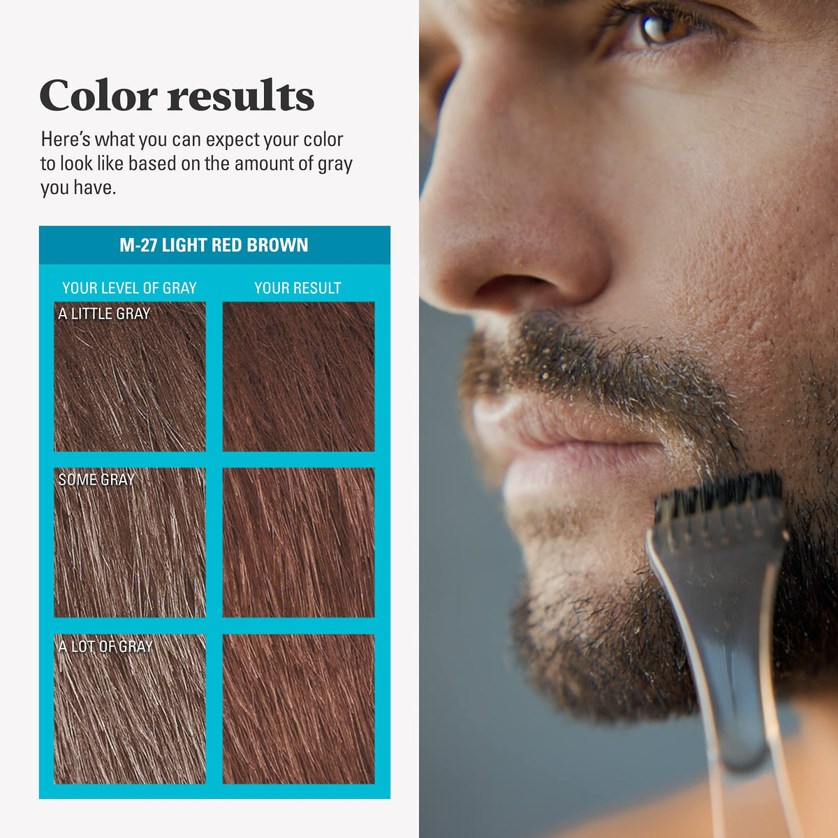 White Smoke JUST FOR MEN Mustache & Beard Dye, Keratin, Light Red Brown M-27 (3 Pack)