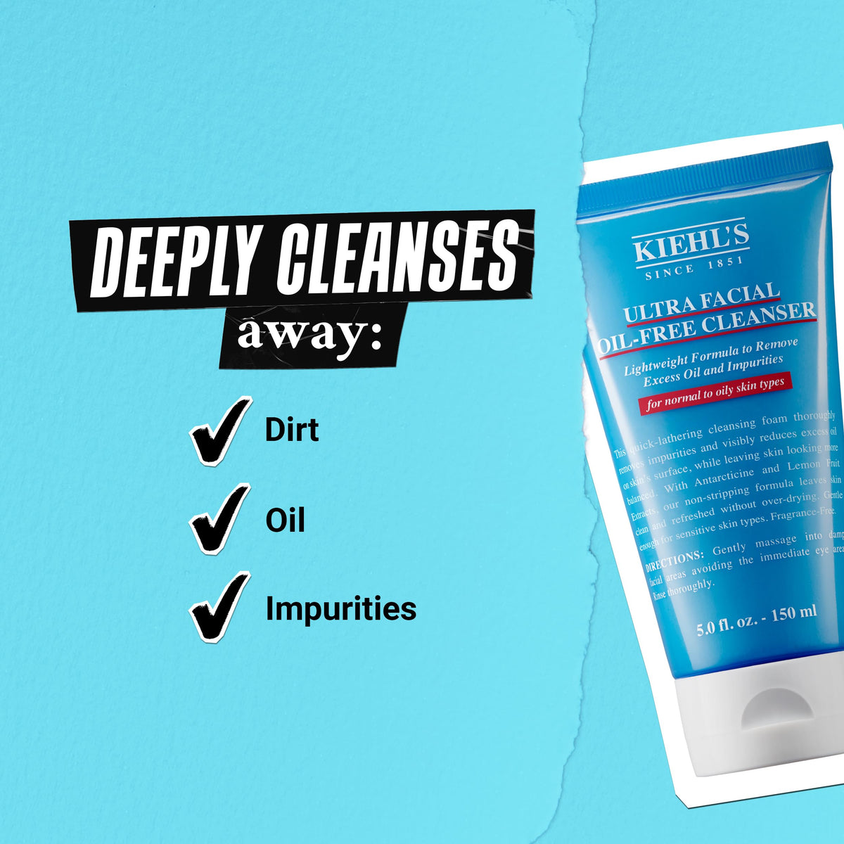 Sky Blue Kiehl's - Ultra Facial Oil-Free Foaming Lightweight Cleanser - 5.0 fl oz