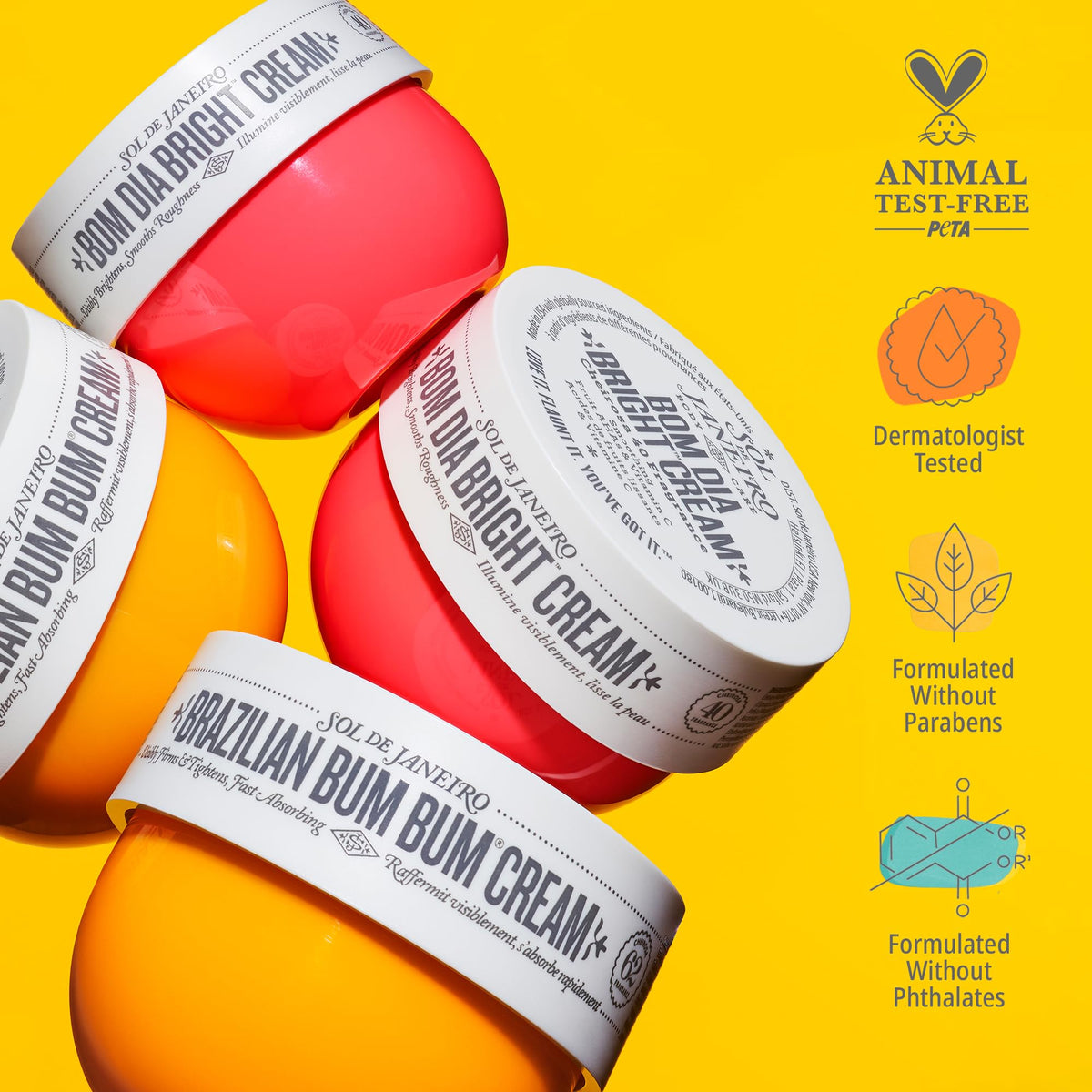 Gold Sol de Janeiro Mini Body Cream Duo Brazilian Bum Bum & Bom Dia Bright Cream