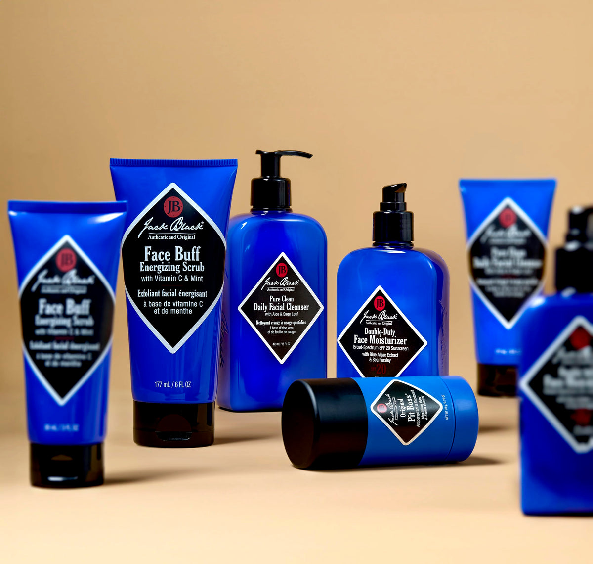 Tan Jack Black Face Cleansing Essentials Mens Skin Care Set for Face