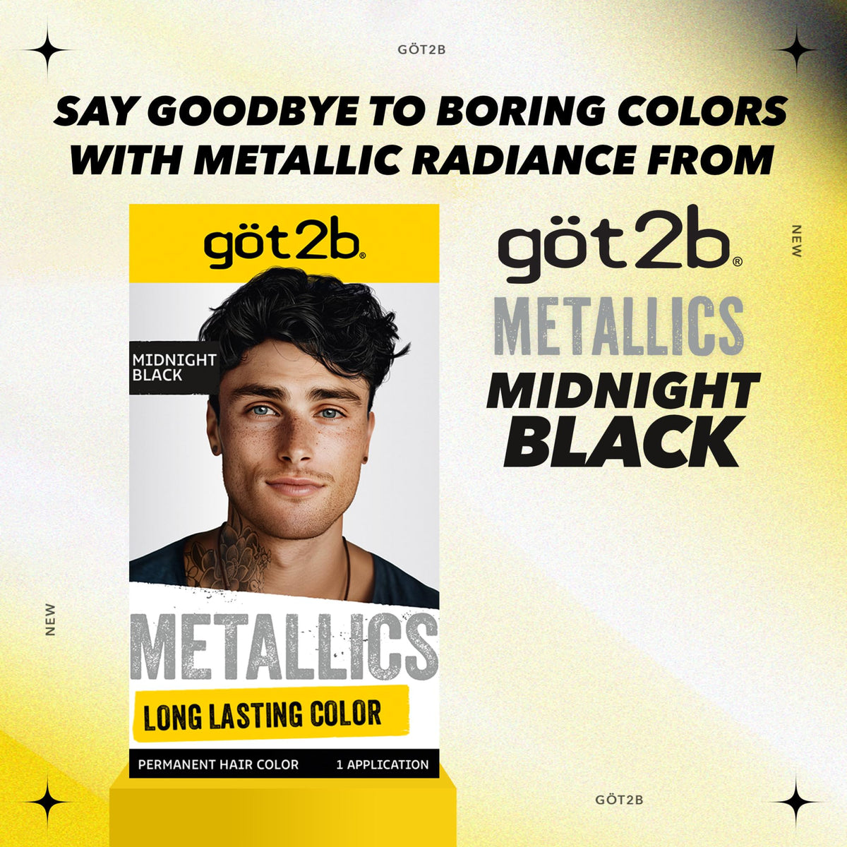 Seashell got2b Metallics Permanent Hair Color, Midnight Black, 7.05 Oz, 1 Kit