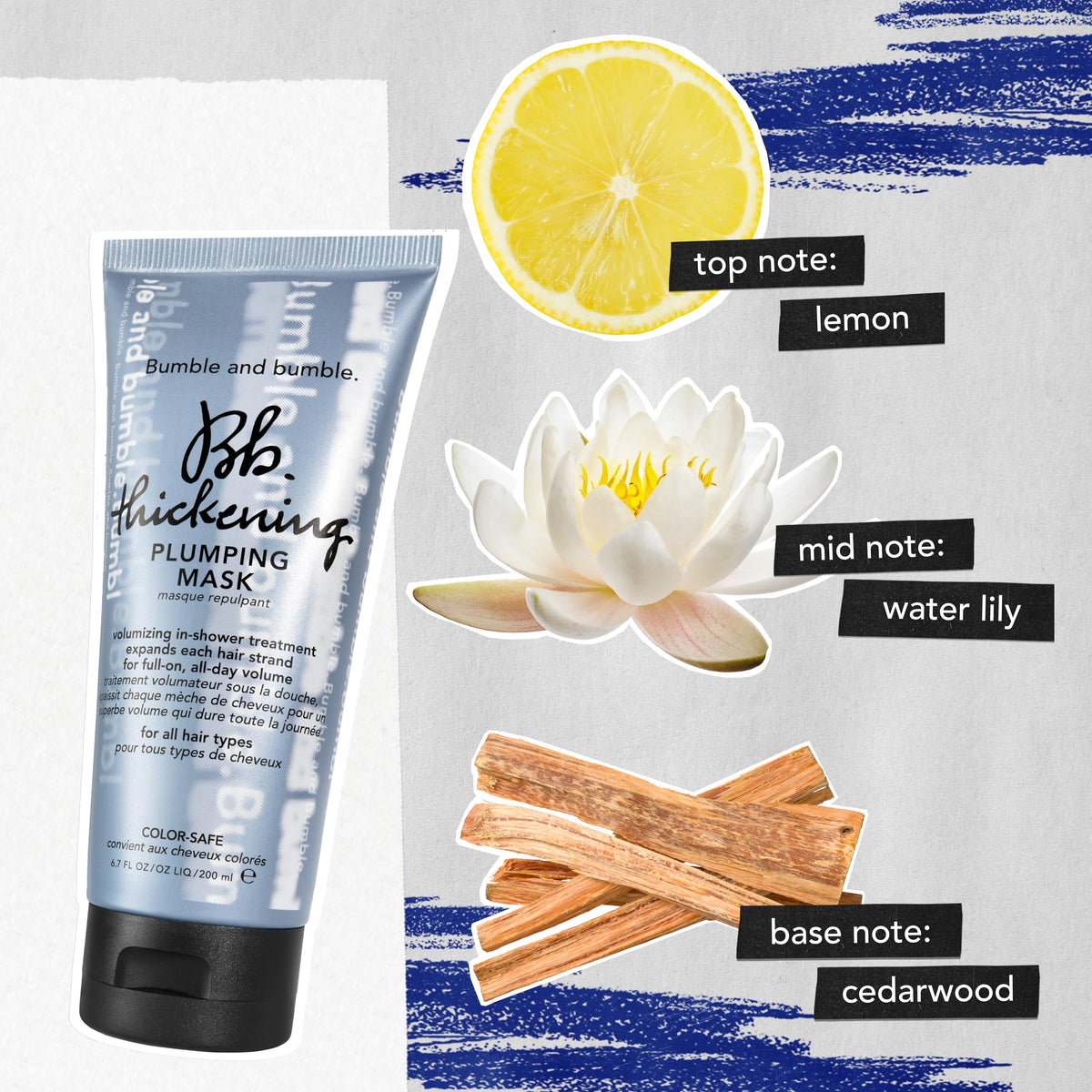Light Gray Bumble and bumble. Thickening Plumping Hair Mask | Lightweight Formula Adds Volume and Hydration | Strengthens, Detangles, Smooths | For Fine to Medium Wavy, Straight Hair Types, 6.7 Fl Oz