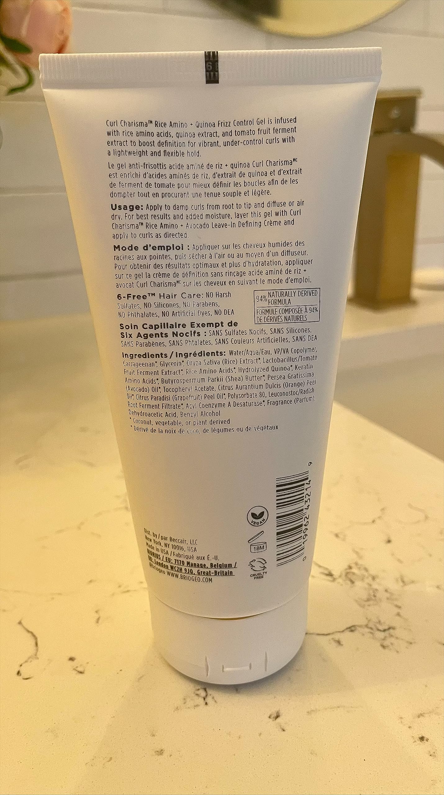 Light Goldenrod Briogeo Curl Charisma Rice Amino + Quinoa Frizz Control Gel, Curl Defining Styler for Wavy, Curly and Coily Hair Textures,Medium Hold, Frizz Control, Vegan, Cruelty-Free, 5.5 oz