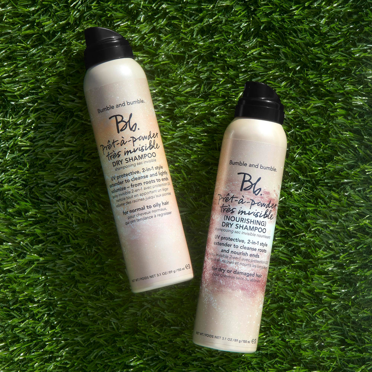 Black Bumble and bumble. Prêt-à-powder Très Invisible Nourishing Dry Shampoo | Absorbs Oil at the Roots | Nourishes Dry Ends | UV Protection | For Medium to Thick Curly, Wavy, Straight Hair Types, 3.1 Ounce