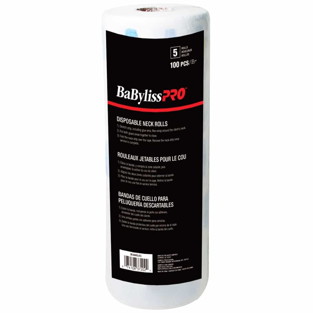 Black BaBylissPRO Neck Strips 100st/Roll, 5-Rolls BESNKRLUCC/37202