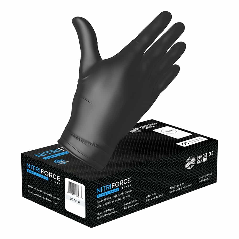 White Smoke NitriForce Black Nitrile Disposable Gloves Medium 50PK 58702