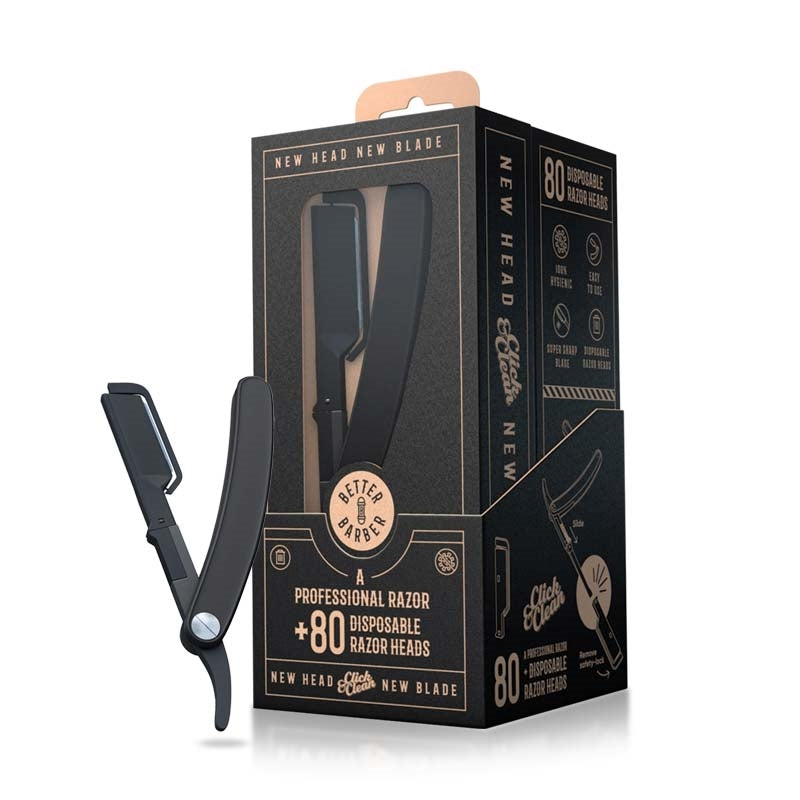 White Smoke Better Barber Click & Clean Prof Razor W/80 Disposable Heads