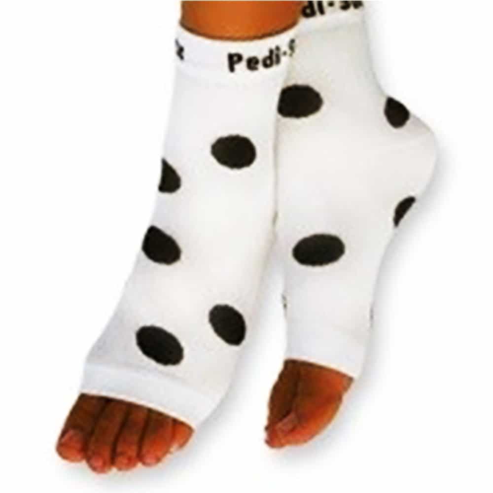 White Smoke California Pedi-Sox White/Black Polka-Dots PS-L-608