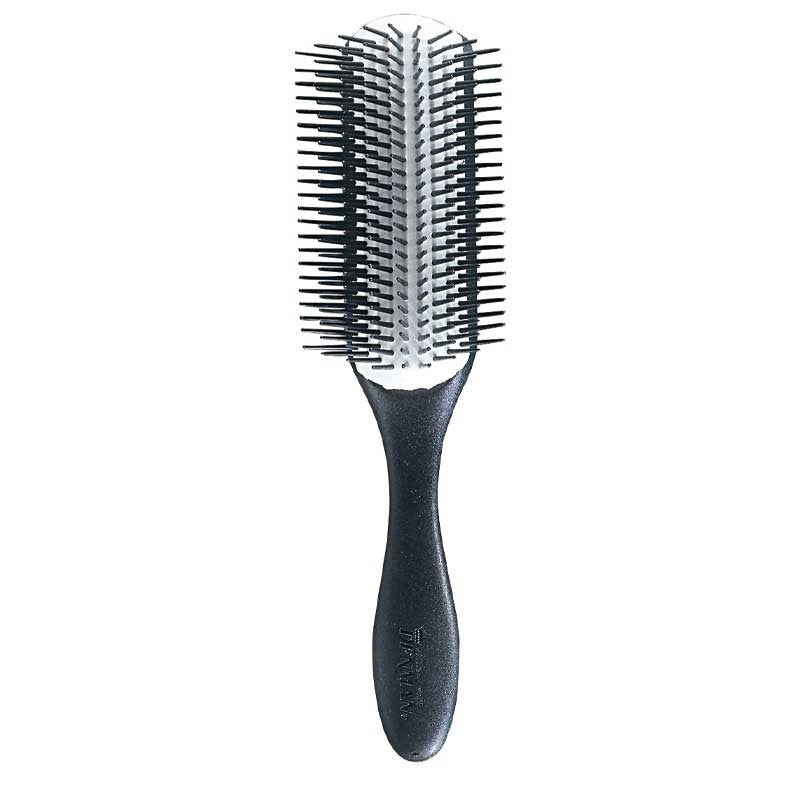 White Smoke Denman 9Row Textured Handle Brush