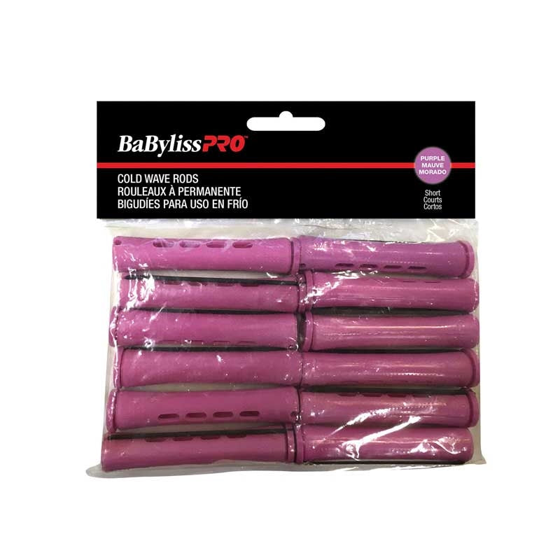 Black BaBylissPRO Cold Wave Rods Jumbo(S) Purple 12/bag
