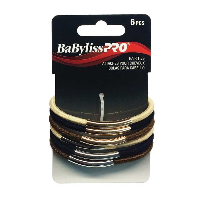 Black BaBylissPRO Metal Bar Elastic Set 6pc