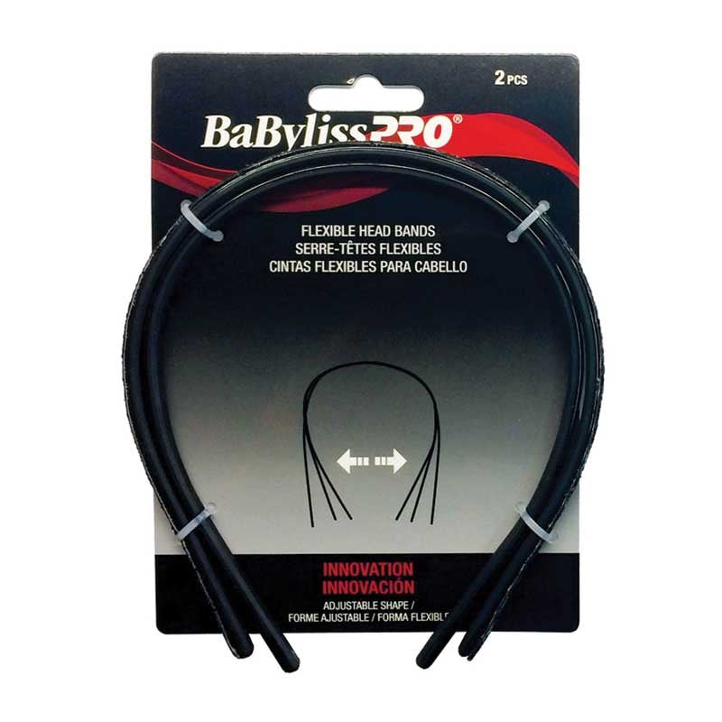 White Smoke BaBylissPRO Painless Adjustable Headbands 2pc Black