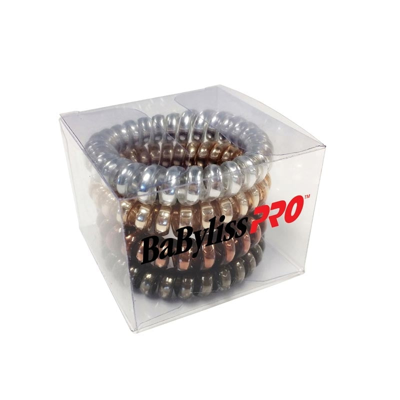 White Smoke BaBylissPRO Metallic Traceless Hair Rings Pack of 4