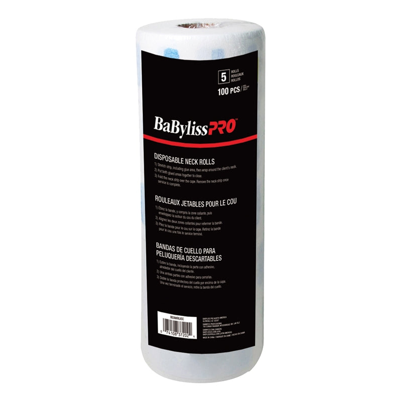 Black BaBylissPRO Neck Strips Roll 5/Pack 100 Strips/Roll