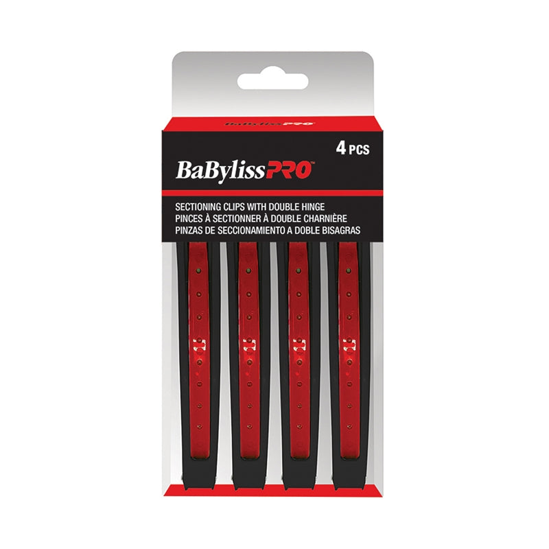 Black BaBylissPRO Double Hinge Hair Clips 4/box