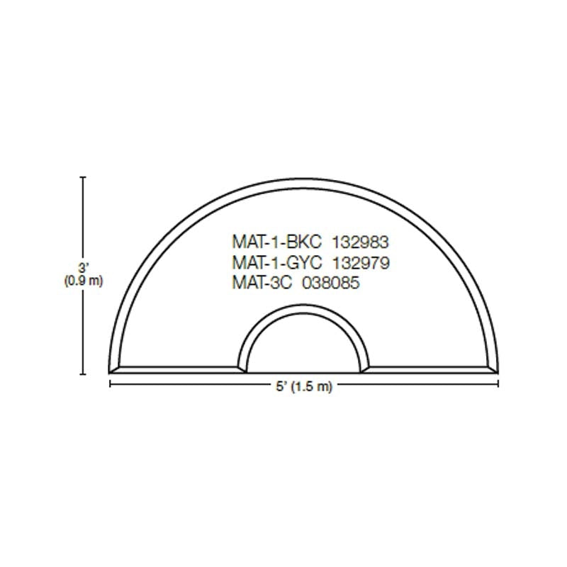 White Smoke Dannyco Anti Fatigue Semi Circular Mats Solid Black