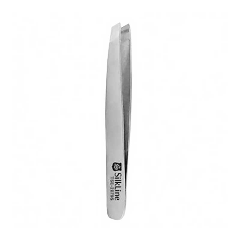 Gray Silkline Mini Slanted Tip Tweezer w/ Pouch