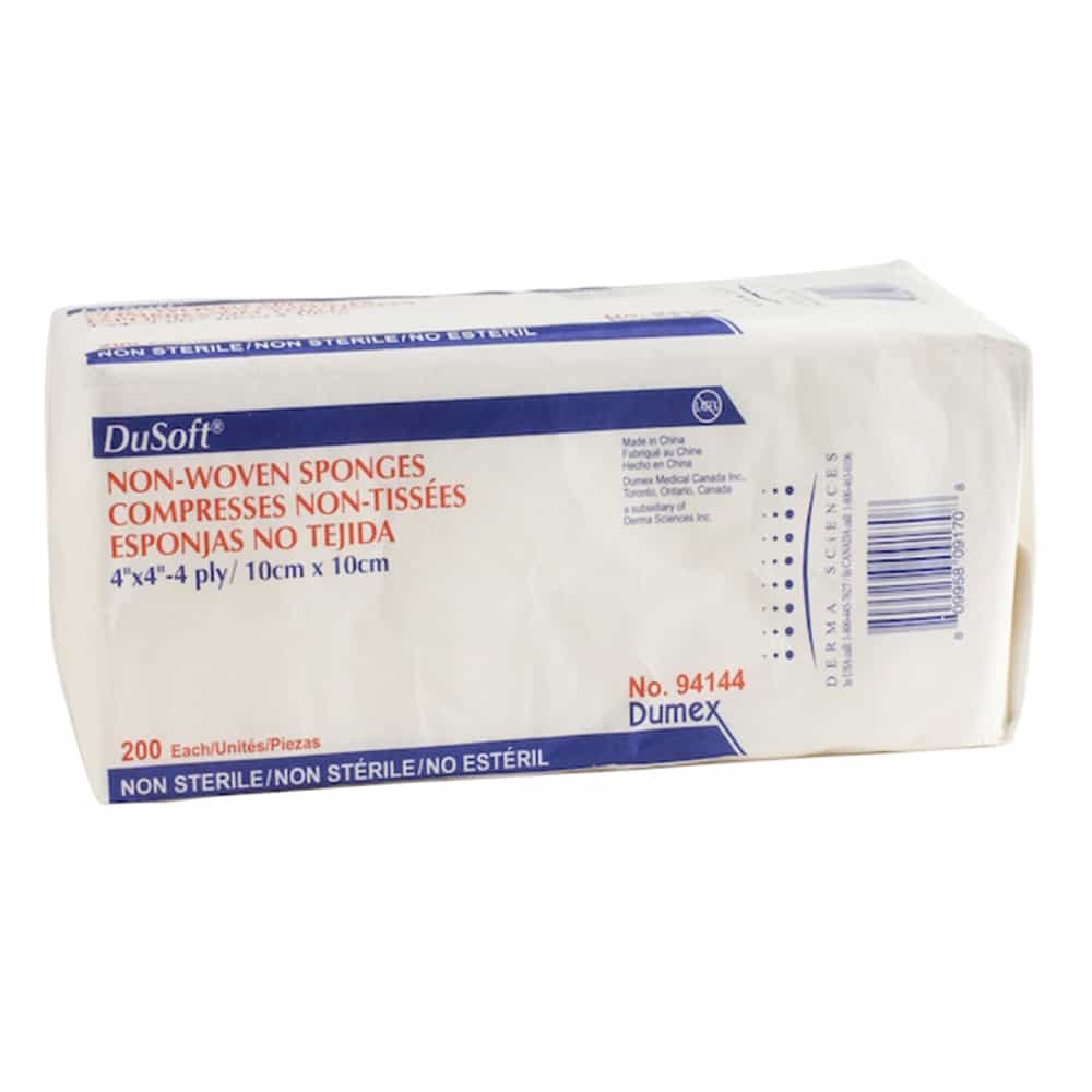 Light Gray DuSoft Non-Woven Sponges 4"x4" 4 Ply, 200 ct. - 94144