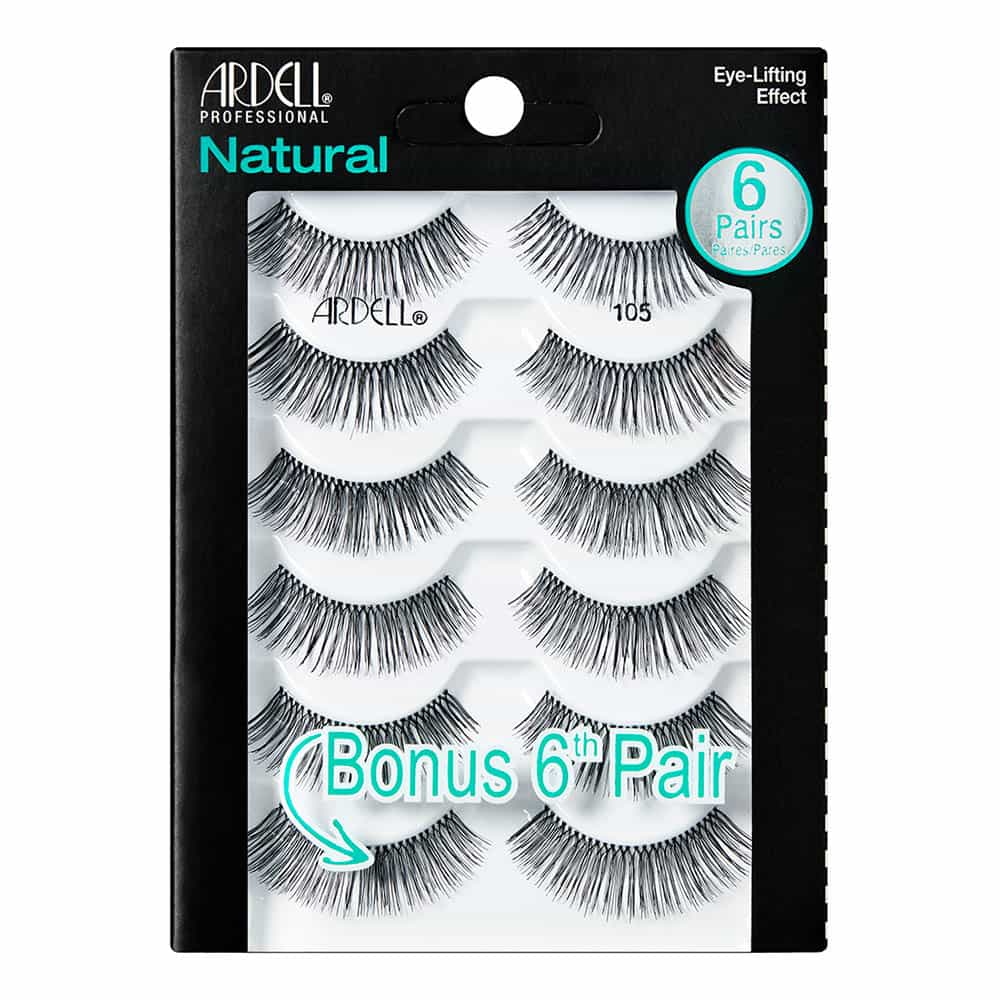 Black Ardell Natural Lashes 6 Pairs - 105 Black 68985