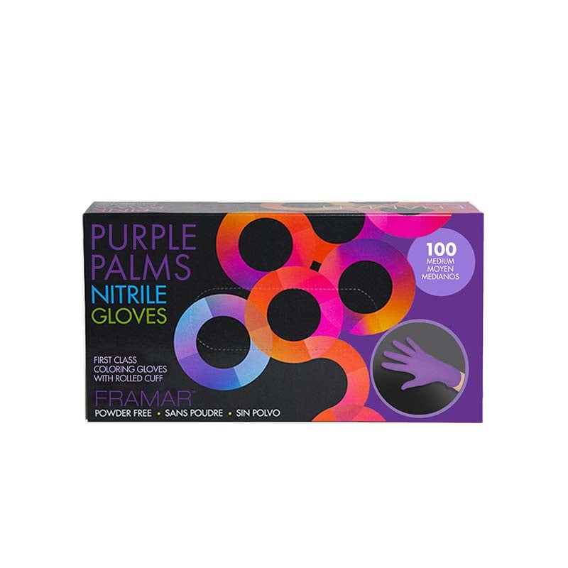 Dark Slate Gray Framar Purple Palms Nitrile Gloves Medium 100pk
